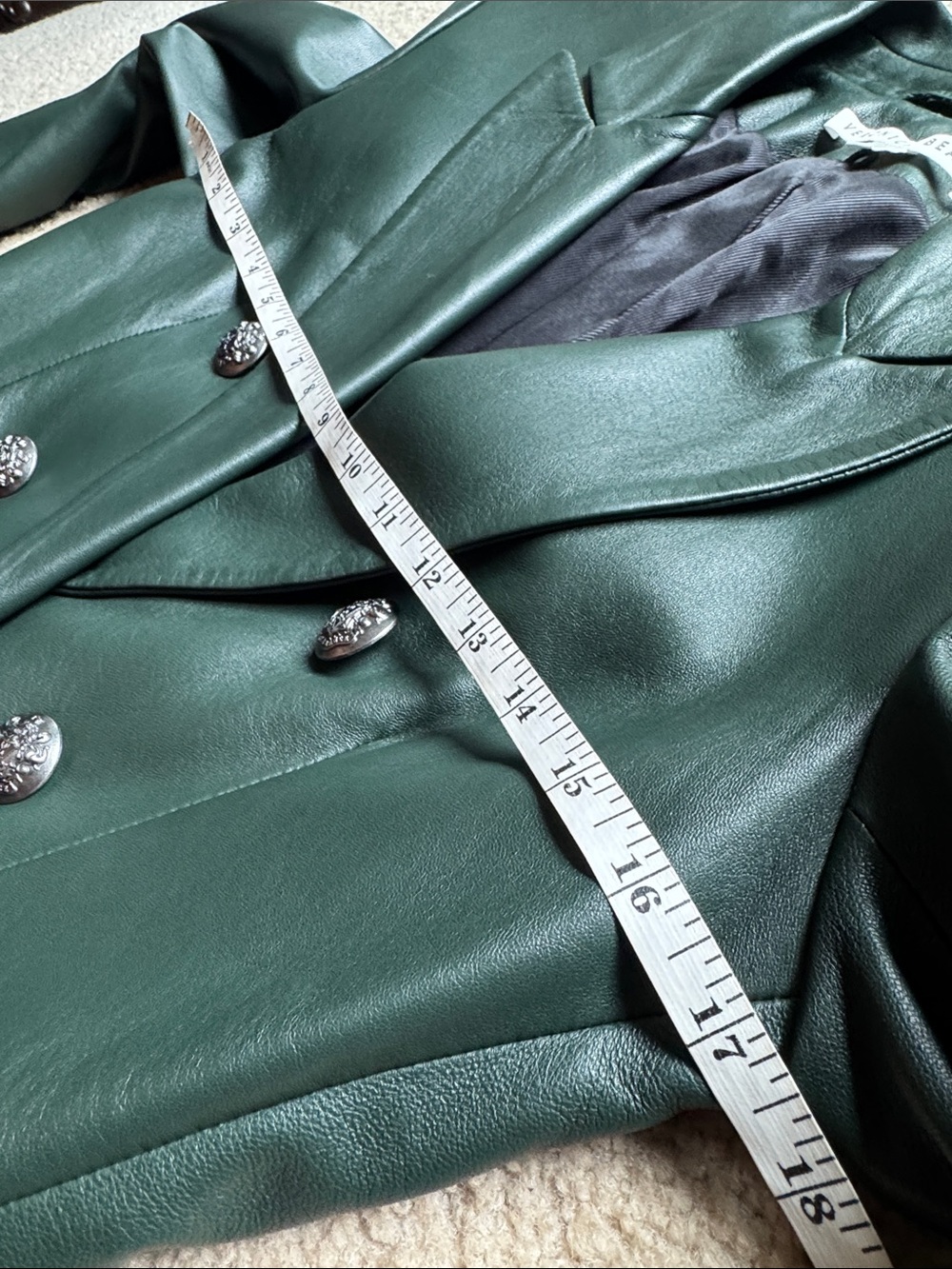 Veronica Beard Cooke Leather Dickey Jacket Dark Green size 6 - Picture 13 of 17